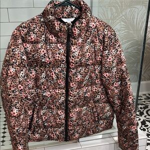 Time and Tru Multicolor Floral Puffer Jacket